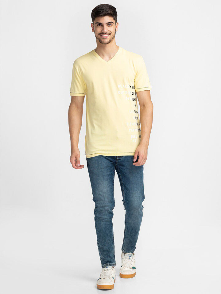 Being Human Typography Printed V-Neck T-shirt