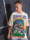 SASSAFRAS Graphic Printed Drop-Shoulder Oversized Pure Cotton T-shirt