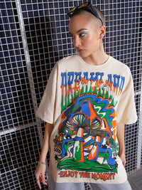 SASSAFRAS Graphic Printed Drop-Shoulder Oversized Pure Cotton T-shirt