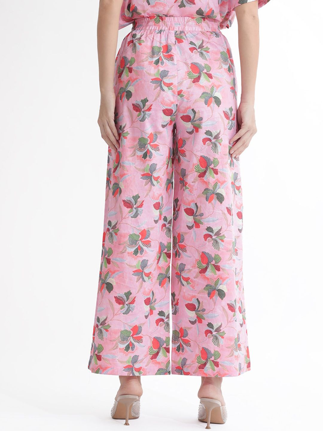 RAREISM Women Floral Printed High Rise Cotton Parallel Trousers