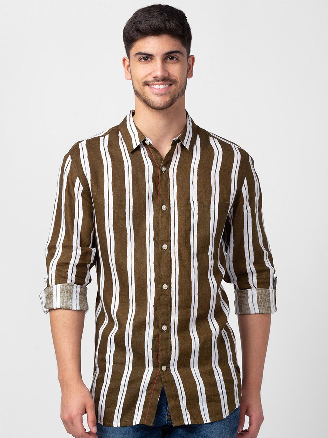 SPYKAR Men Slim Fit Striped Casual Shirt