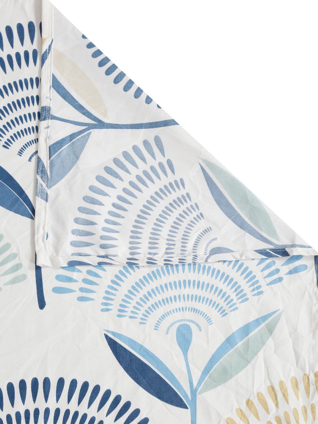HOSTA HOMES White & Blue Geometric 210 TC Cotton Single Bedsheet with 1 Pillow Cover