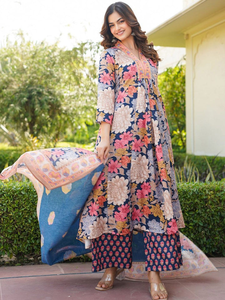 KALINI Women Floral Printed Kurta with Palazzos & Dupatta