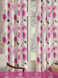 URBAN SPACE Pink & Orange Set of 2 Floral Window Curtain
