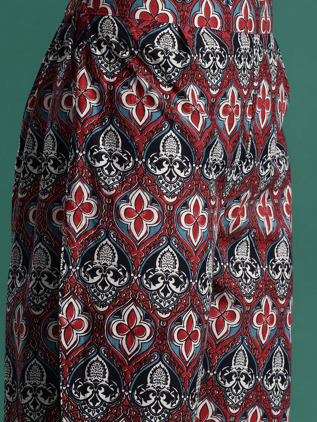 Indo Era Floral Printed Sequinned Pure Cotton Kurta With Trousers & Dupatta