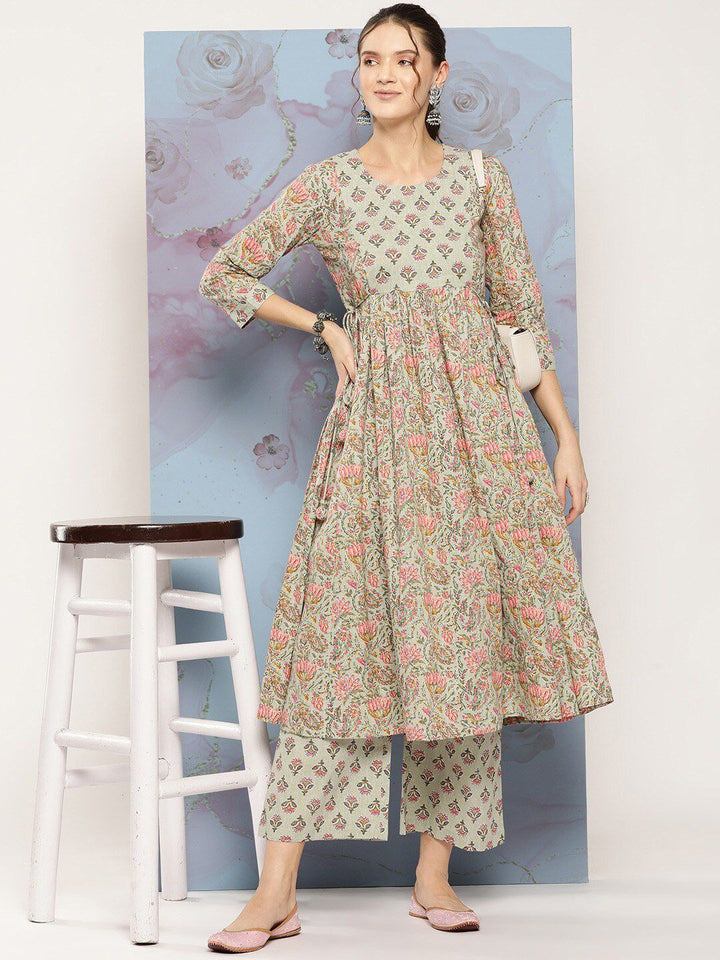 KALINI Women Floral Printed Regular Kurta with Trousers