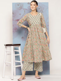 KALINI Women Floral Printed Regular Kurta with Trousers