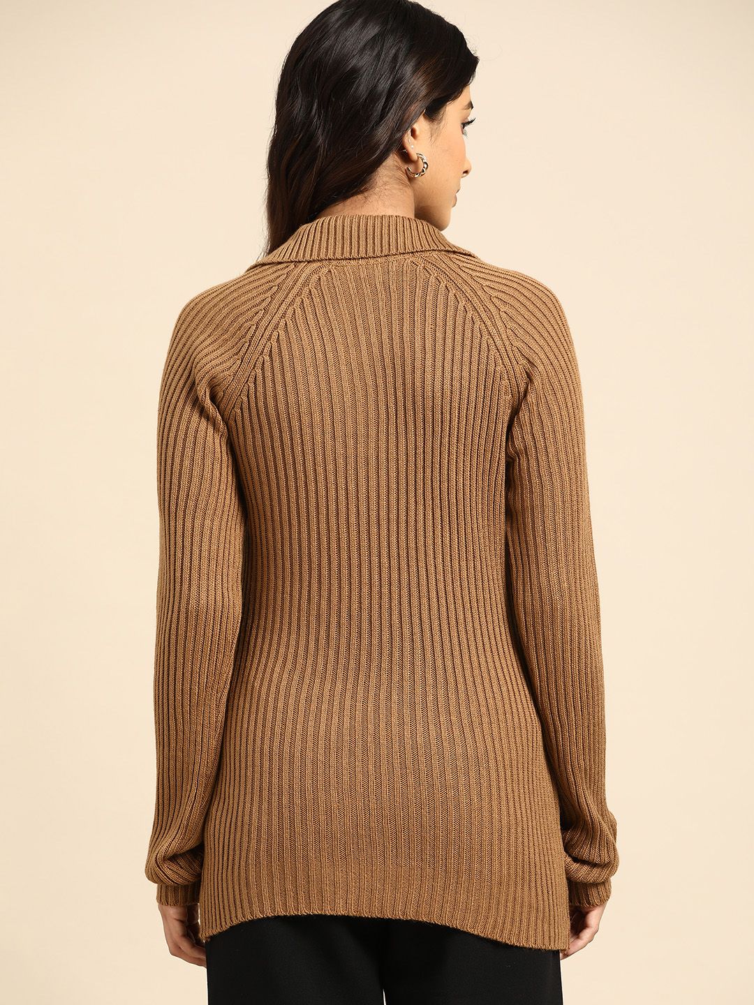 all about you Women Brown Cable Knit Pullover