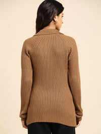Semua Mengenai Anda Wanita Kabel Brown Knit Pullover