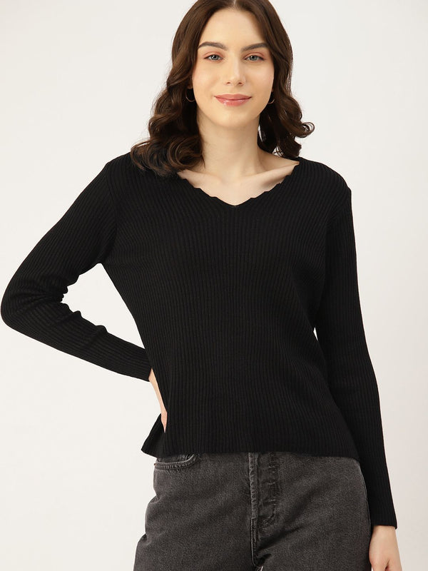Wanita pakaian ribbed pullover akrilik