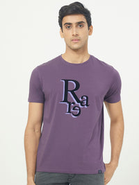 RARE RABBIT Men Cero Typography Printed Slim Fit Cotton T-Shirt