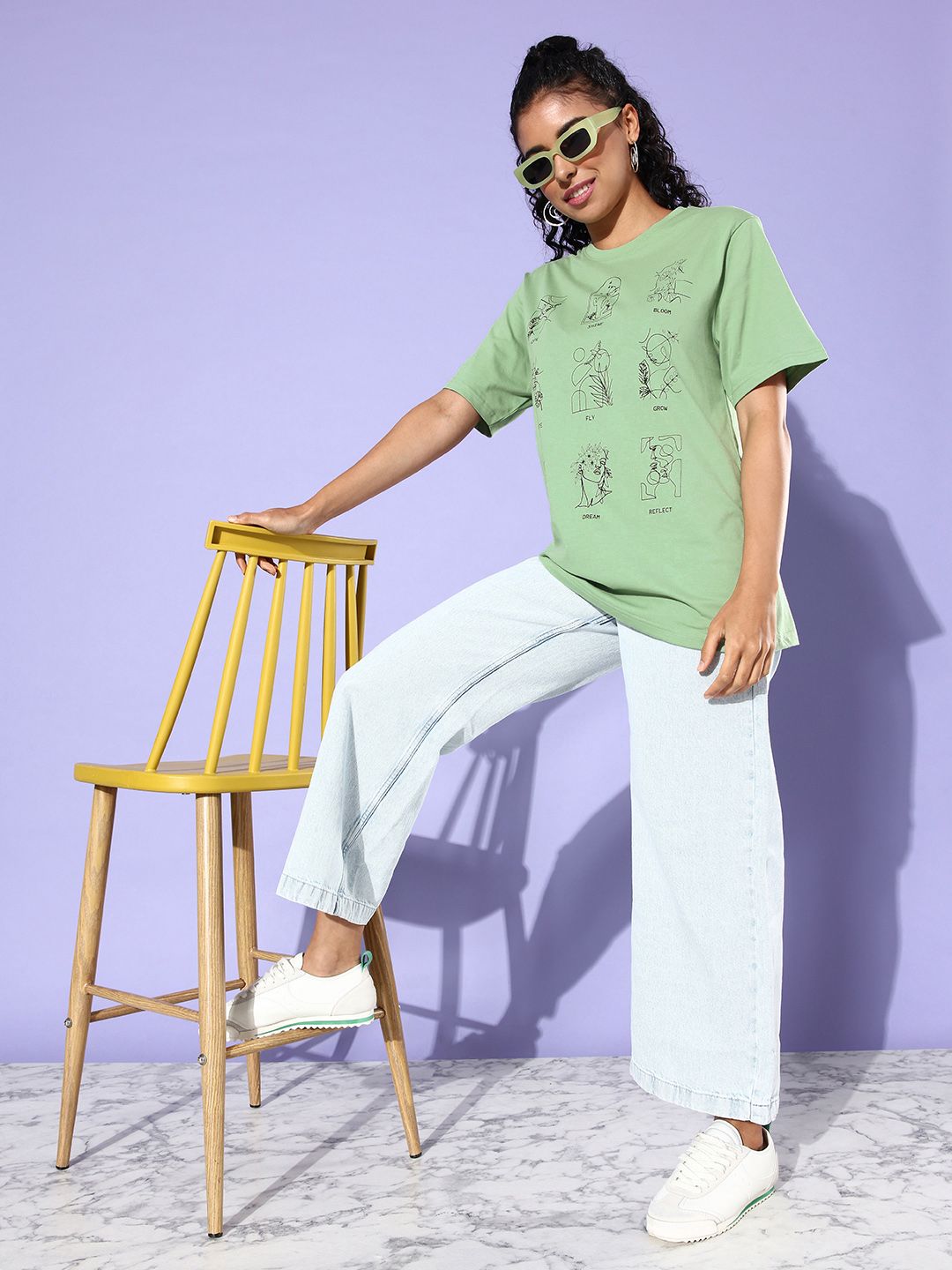 DILLINGER Graphic Printed Oversized Longline Pure Cotton T-shirt