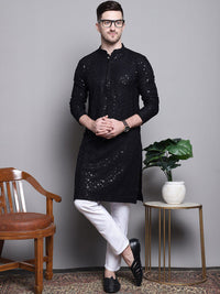 Jompers Floral Embroidered Thread Work Sequinned Pure Cotton Kurta