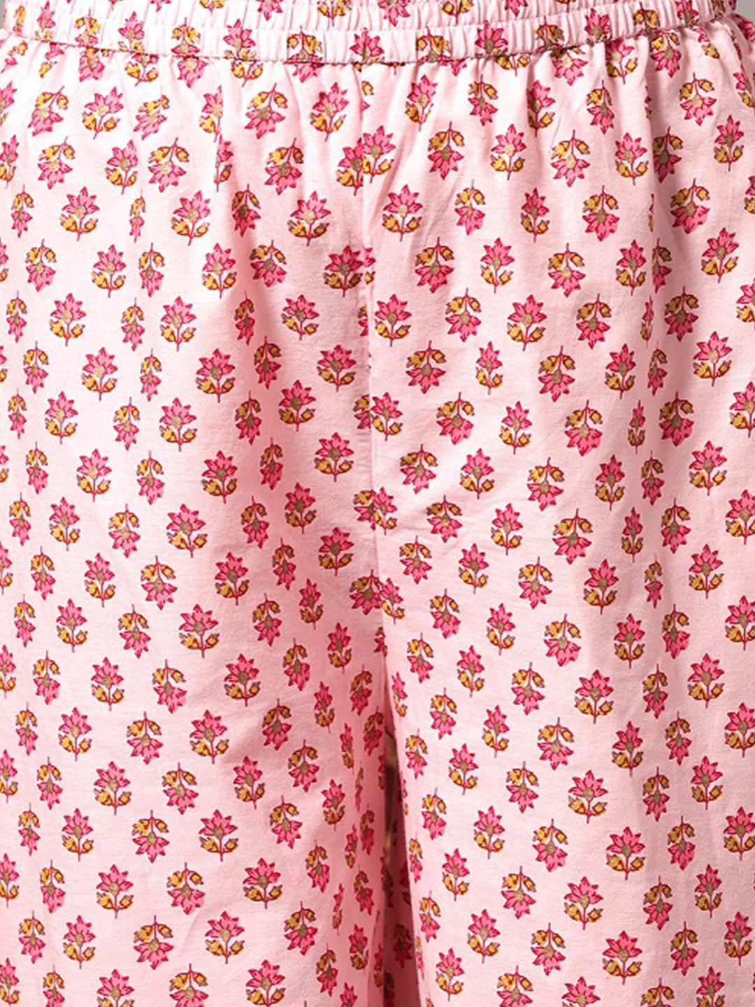 Varanga Floral Printed Pure Cotton A-Line Kurta With Trousers & Dupatta