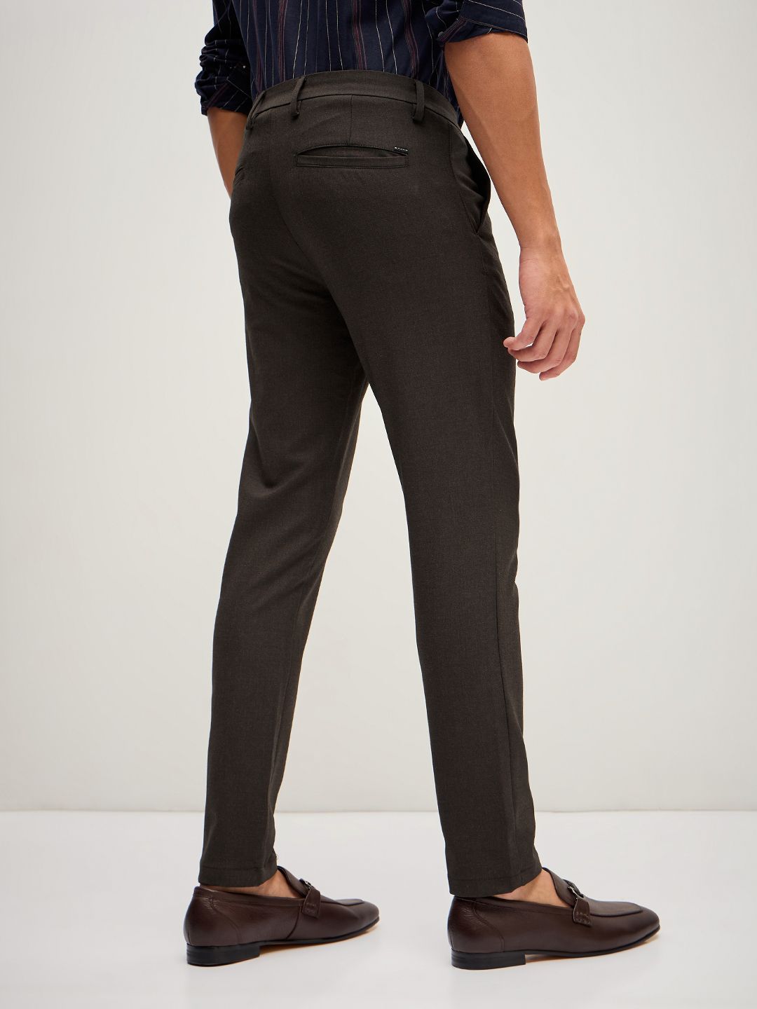 THE BEAR HOUSE Men Solid 4 Way Stretch Slim Fit Formal Trouser