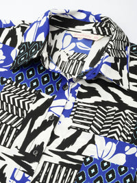 DressBerry Contrast Aesthetic Floral And Geometric Print Shirt