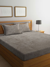 KLOTTHE Coklat Pepejal 300 TC King Cadar Bulu Halus Dengan 2 Sarung Bantal-250X220 cm