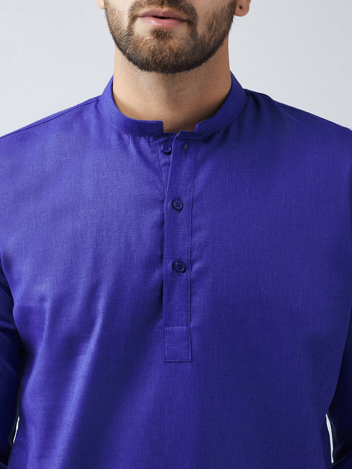 SOJANYA Lelaki Biru Solid Kurta Pendek