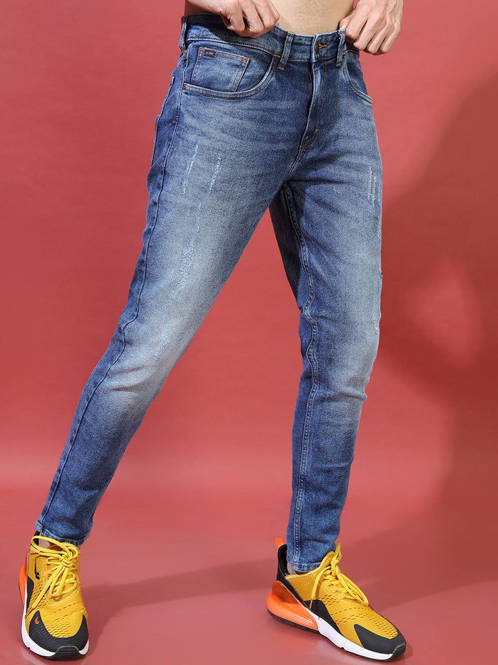 HIGHLANDER Men Blue Tapered Fit Mid-Rise Clean Look Stretchable Jeans