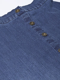 SASSAFRAS Blue Washed Midi Denim Pure Cotton A-Line Skirt