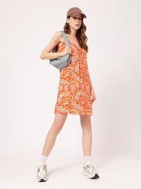 DressBerry Holiday Fusion Floral Printed Shoulder Straps Dress With Side Slits