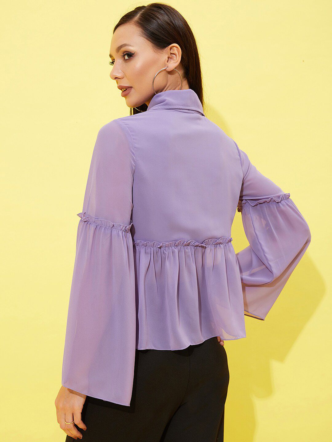 Athena Bell Sleeve Ruffles Shirt Style Top