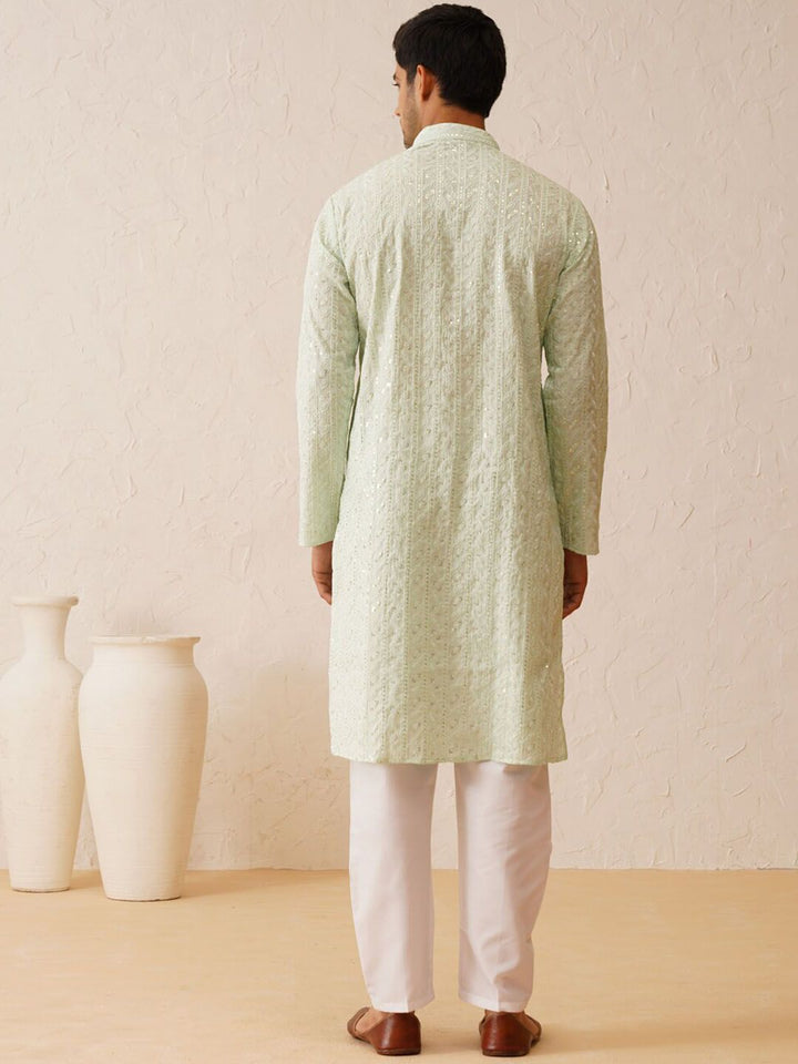 SOJANYA LUXE Ethnic Motifs Embroidered Mandarin Collar Sequined Straight Kurta