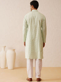 SOJANYA LUXE Ethnic Motifs Embroidered Mandarin Collar Sequined Straight Kurta