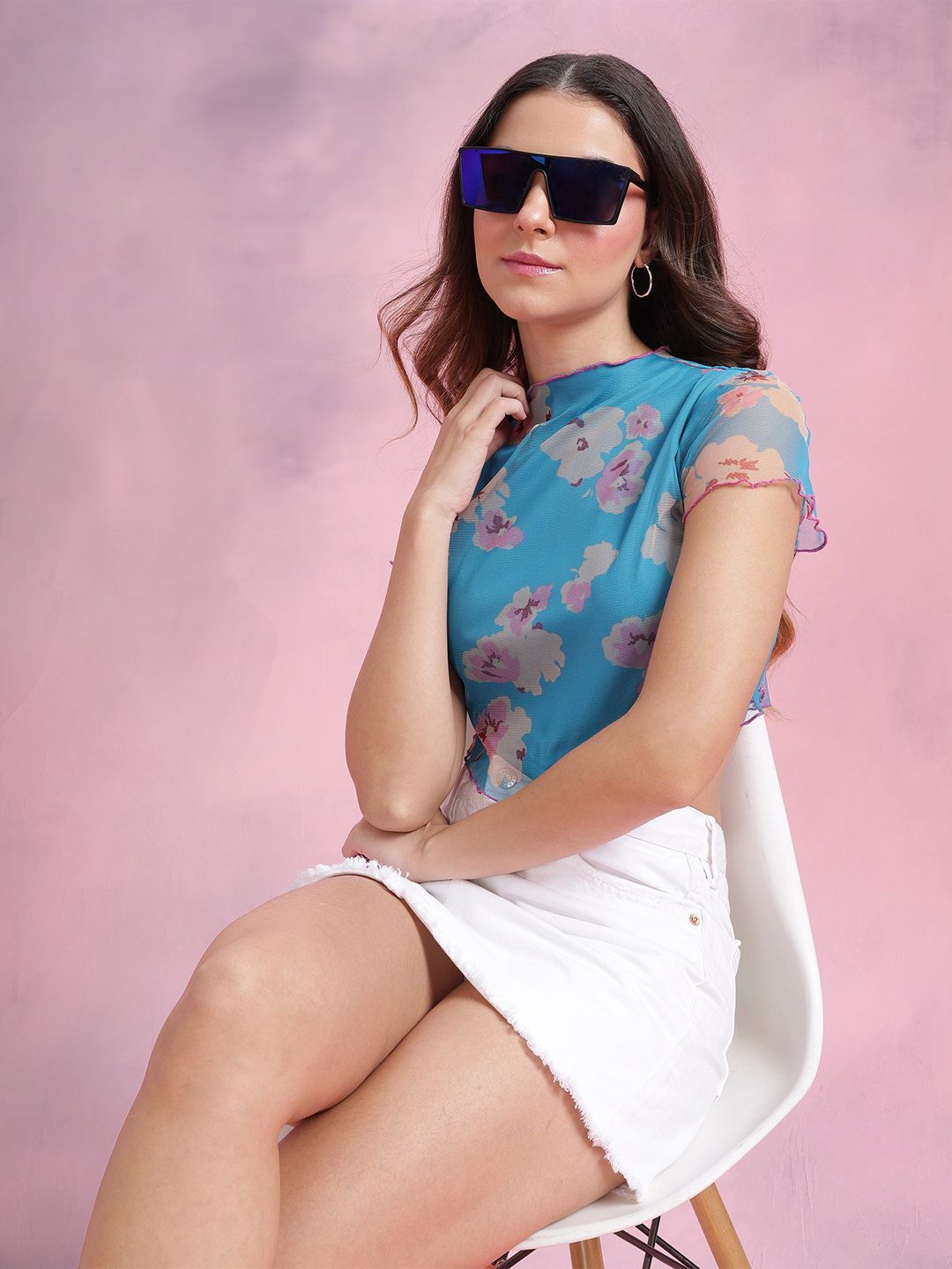 DressBerry Floral Print Puff Sleeve Top