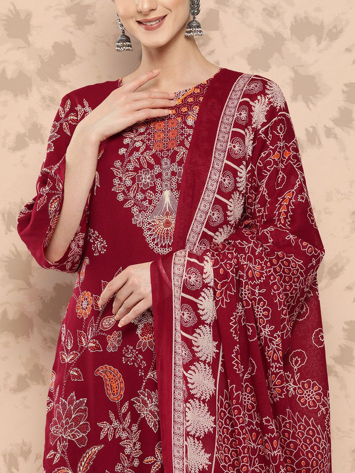Anouk Ethnic Motifs Printed Kurta with Trousers & Dupatta