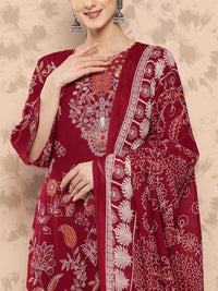 Anouk Ethnic Motifs Printed Kurta with Trousers & Dupatta