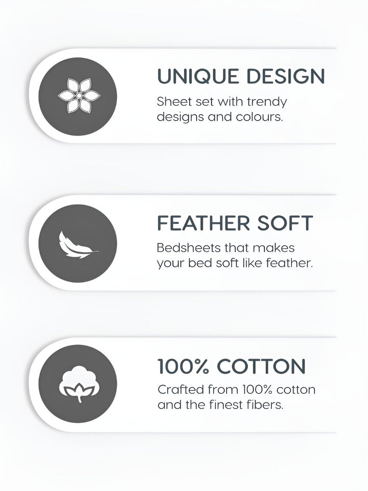 MYTRIDENT Adam Soft Comfort Fitted 210TC King Pure Cotton 1 Fittedsheet with 2 Pillow Covers