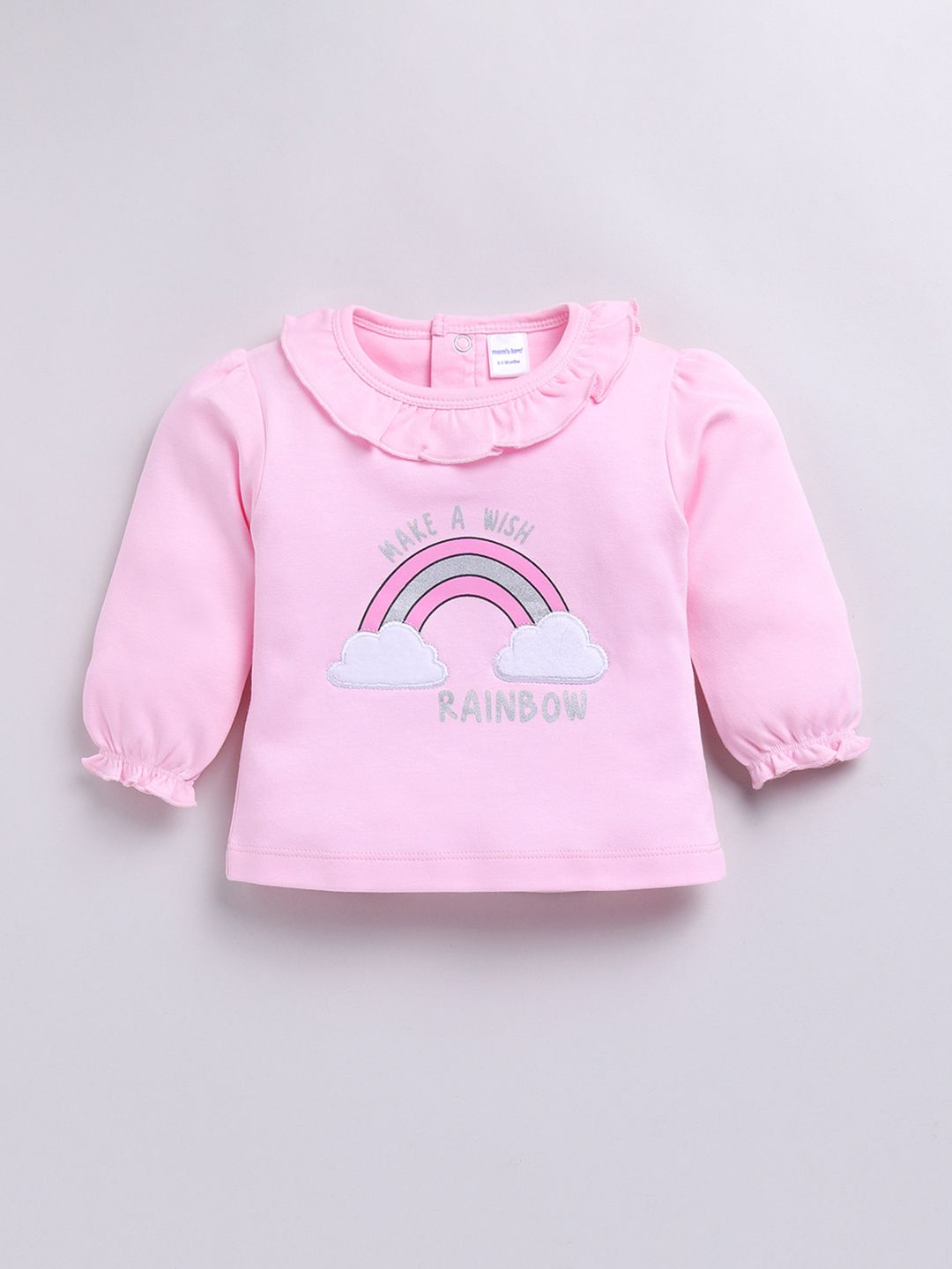 Moms Love Infant Girls Pure Cotton Printed Puffed Sleeves Top with Trousers