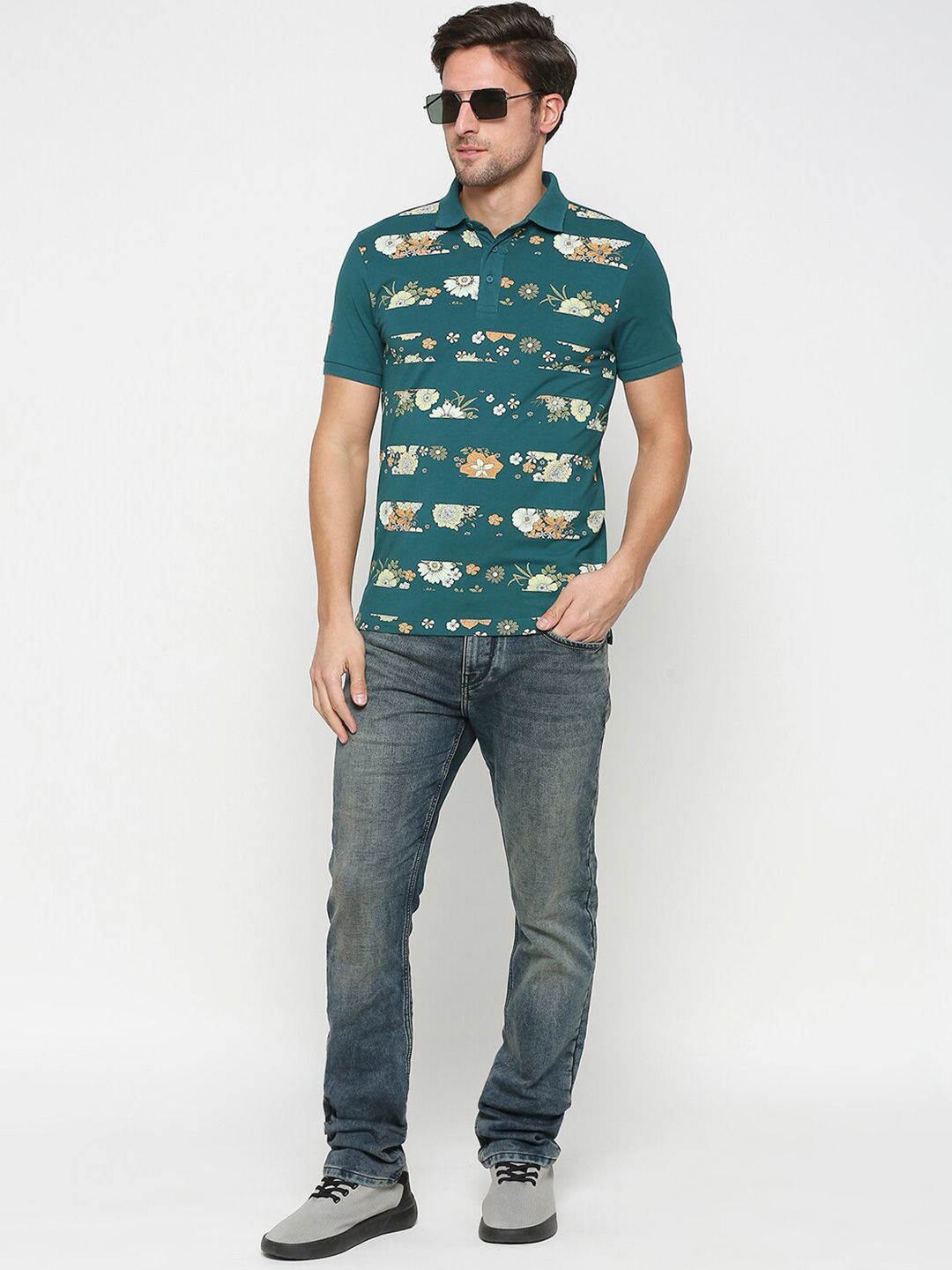 Being Human Floral Printed Polo Collar T-shirt