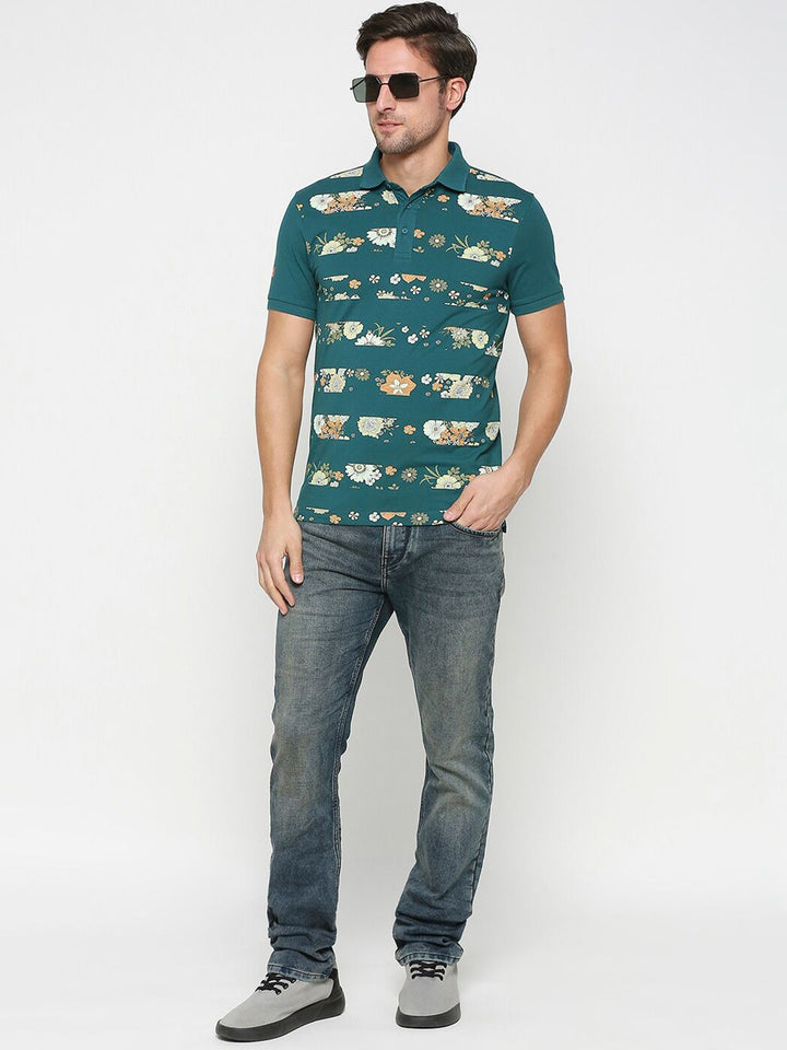 Being Human Floral Printed Polo Collar T-shirt