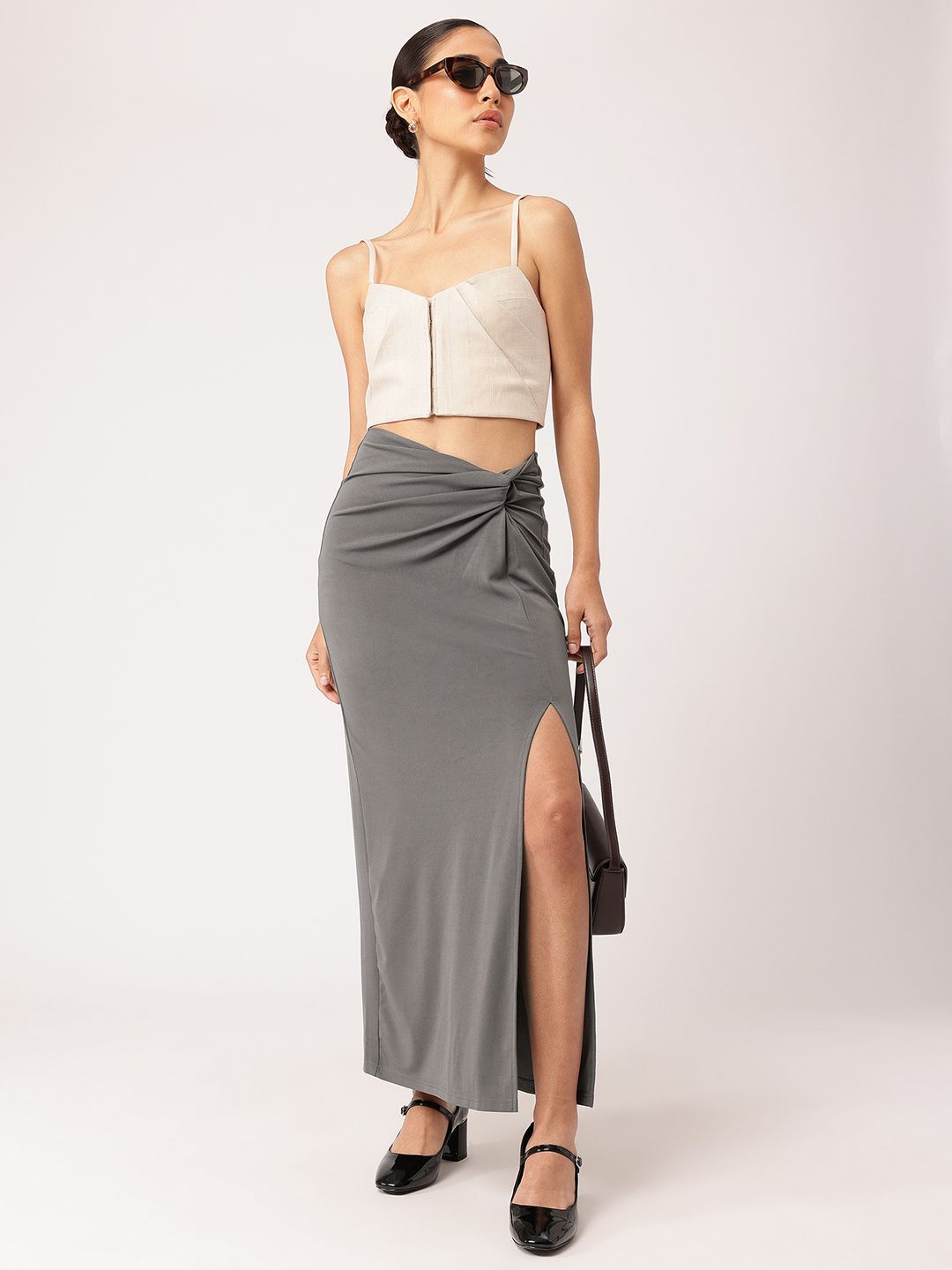DressBerry Femme Fever Twisted Slit Maxi Skirt
