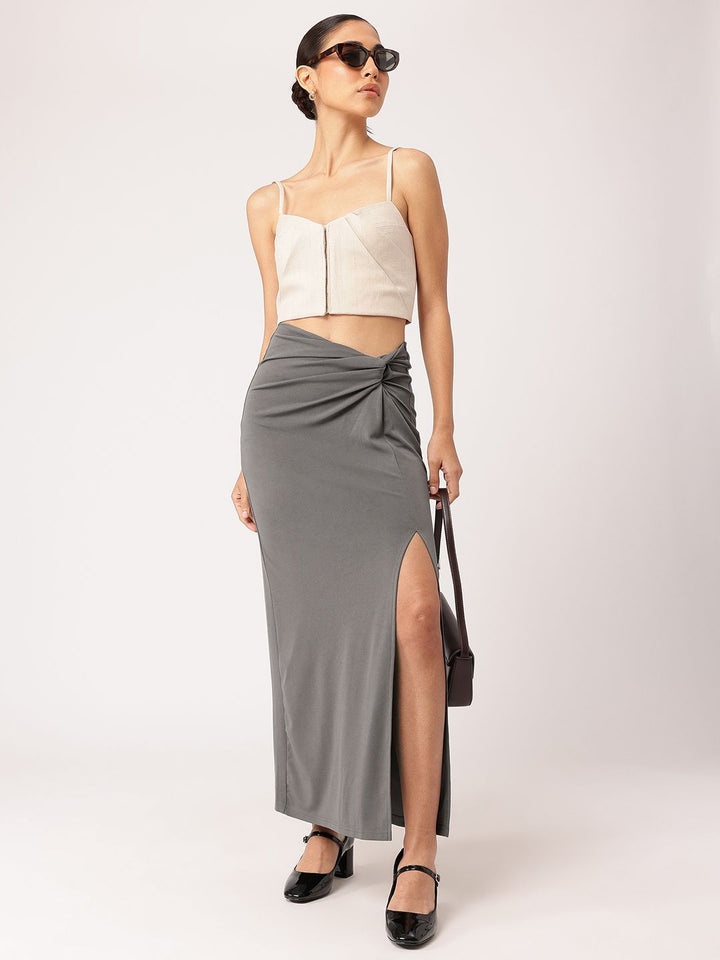 DressBerry Femme Fever Twisted Slit Maxi Skirt