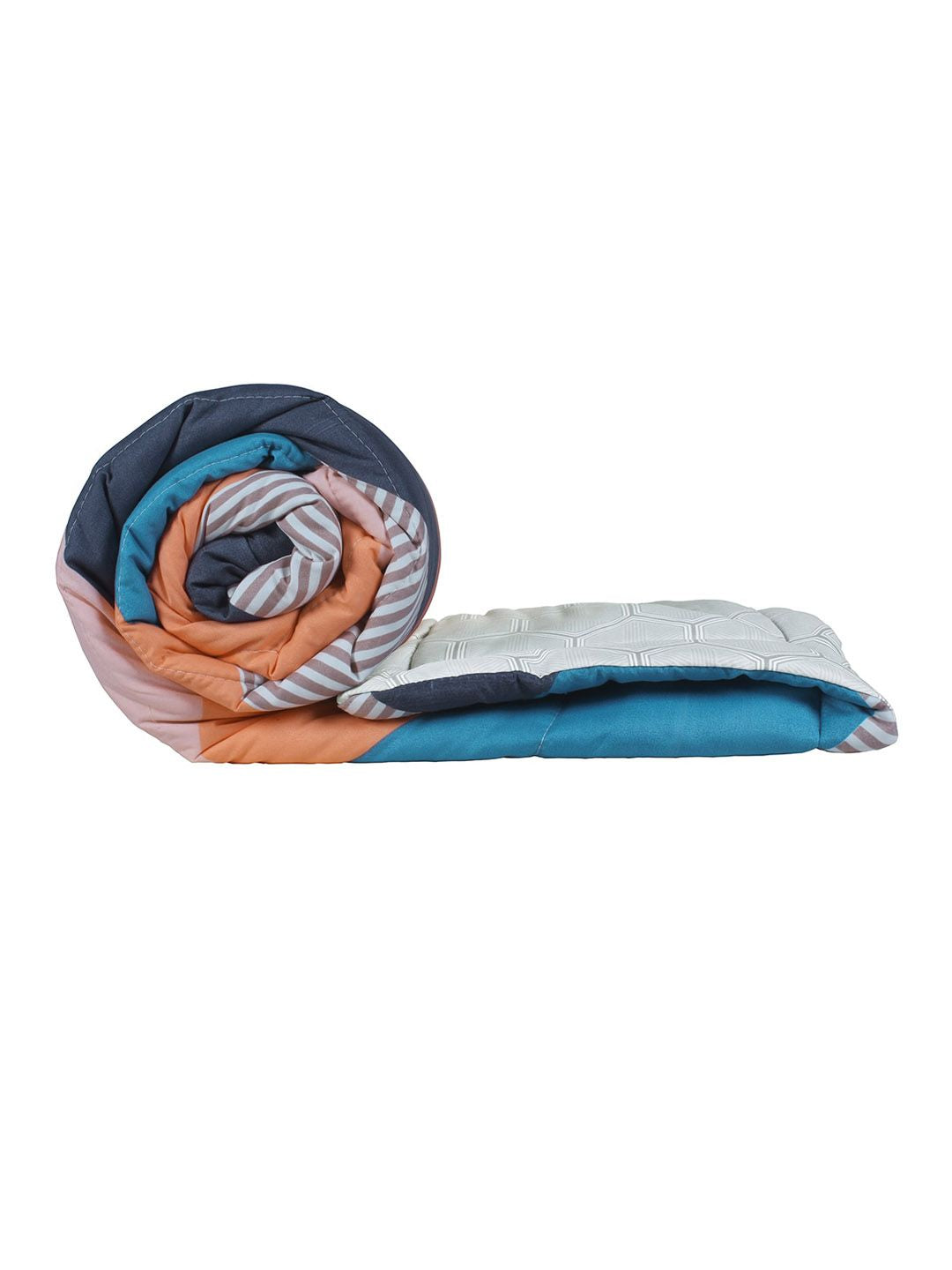 Story@home Pink & Blue Geometric 180 GSM AC Room Reversible Single Bed Comforter