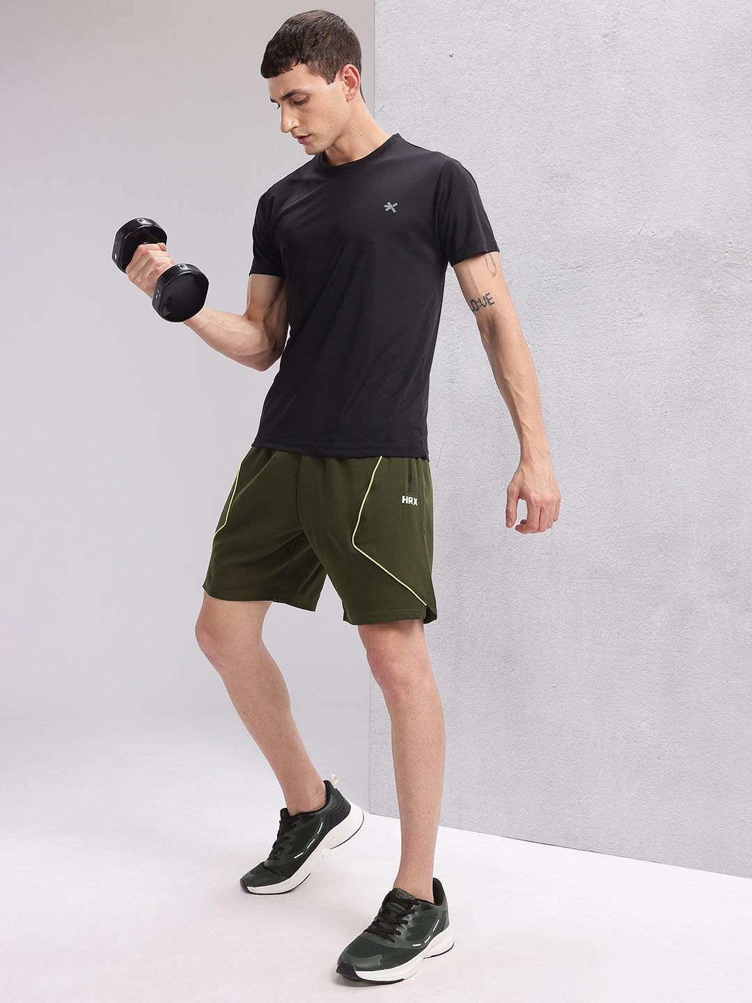 HRX by Hrithik Roshan Men Brand Logo Print Detail Training Shorts with Contrast Piping