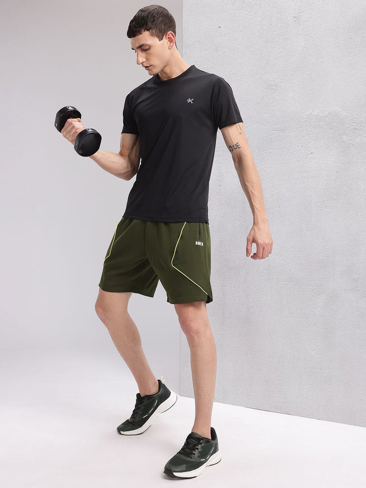 HRX by Hrithik Roshan Men Brand Logo Print Detail Training Shorts with Contrast Piping