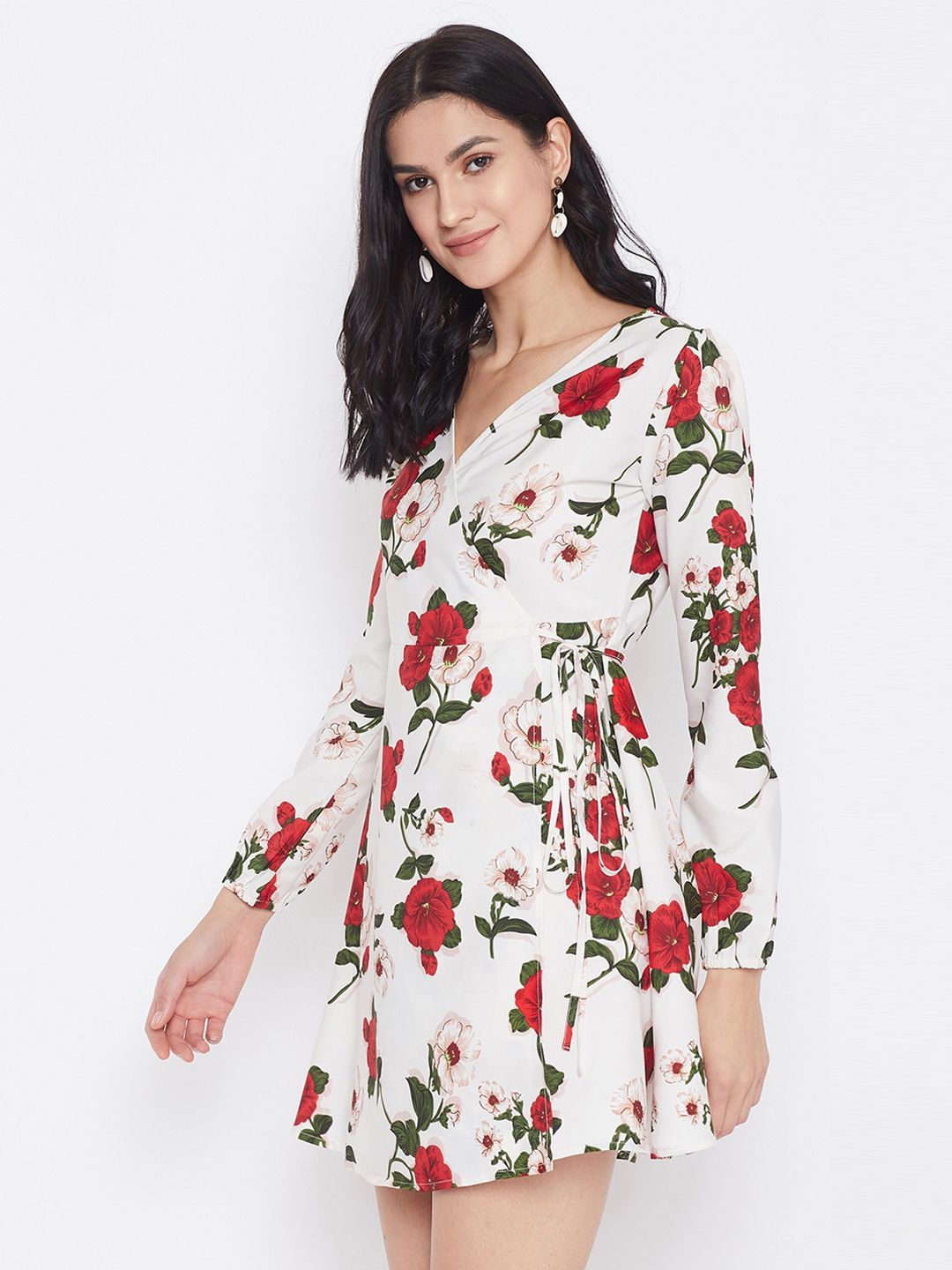 Berrylush Women White Printed Fit and Flare Dress