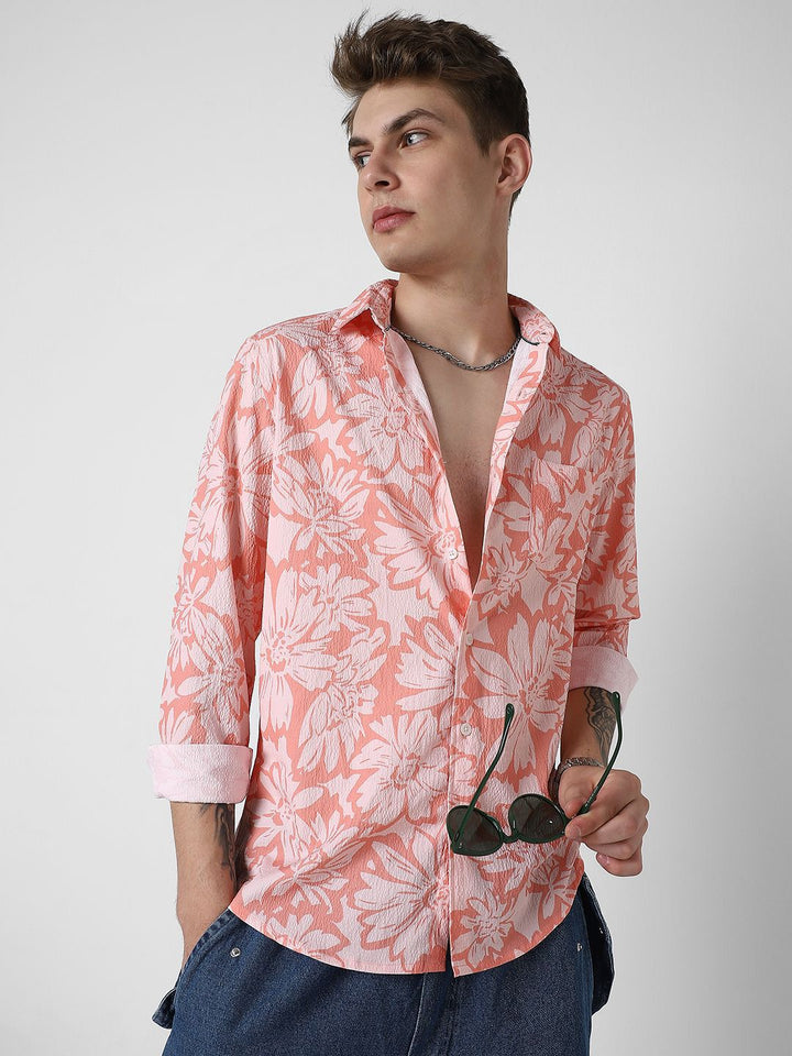 VASTRADO Men Classic Slim Fit Floral Opaque Floral  Printed Casual Shirt