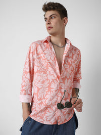 VASTRADO Men Classic Slim Fit Floral Opaque Floral  Printed Casual Shirt