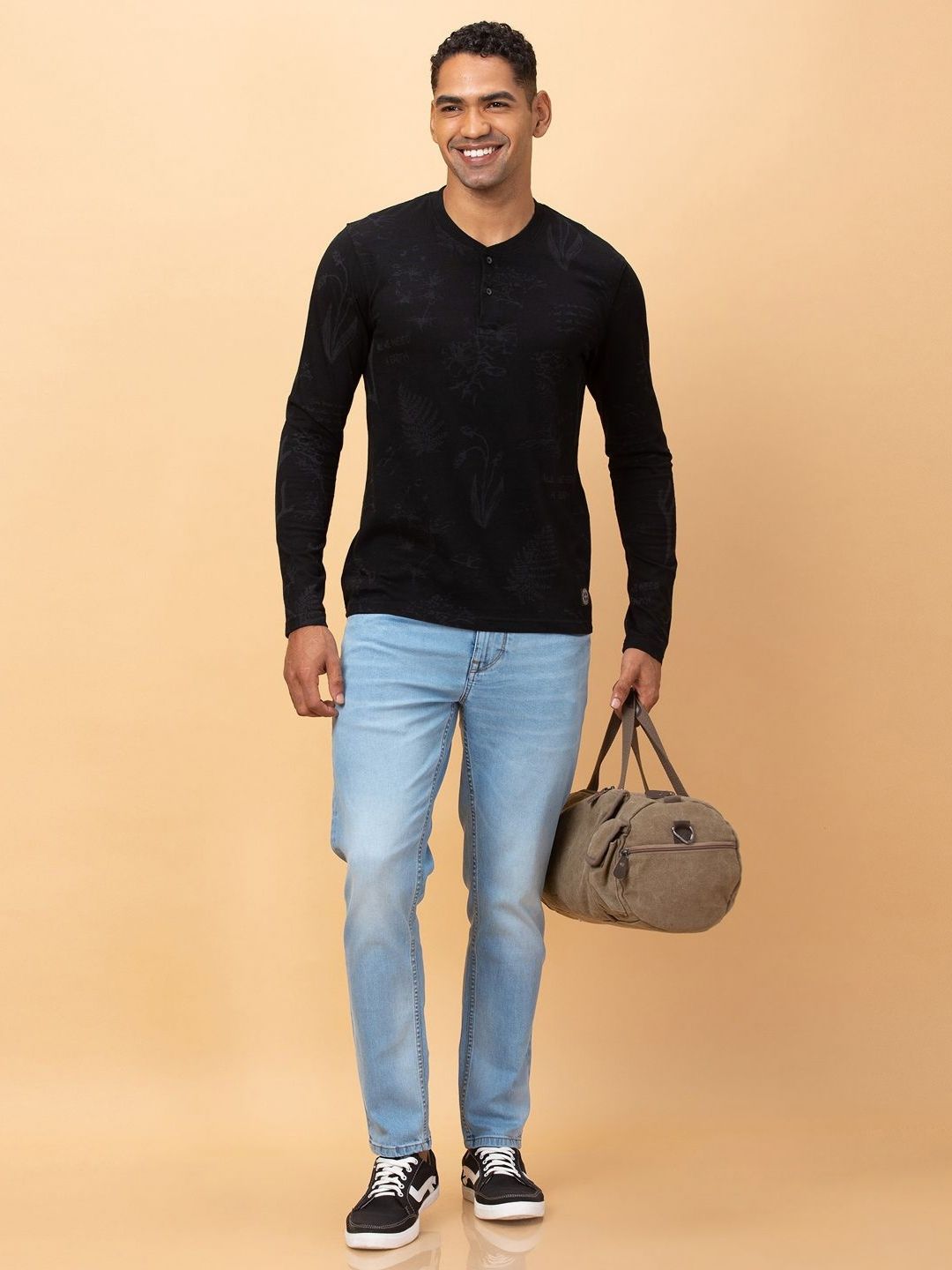 Being Human Men Henley Neck Pockets T-shirt