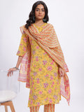 Anouk Women Indie Floral Pure Cotton Kurta with Trousers & Dupatta