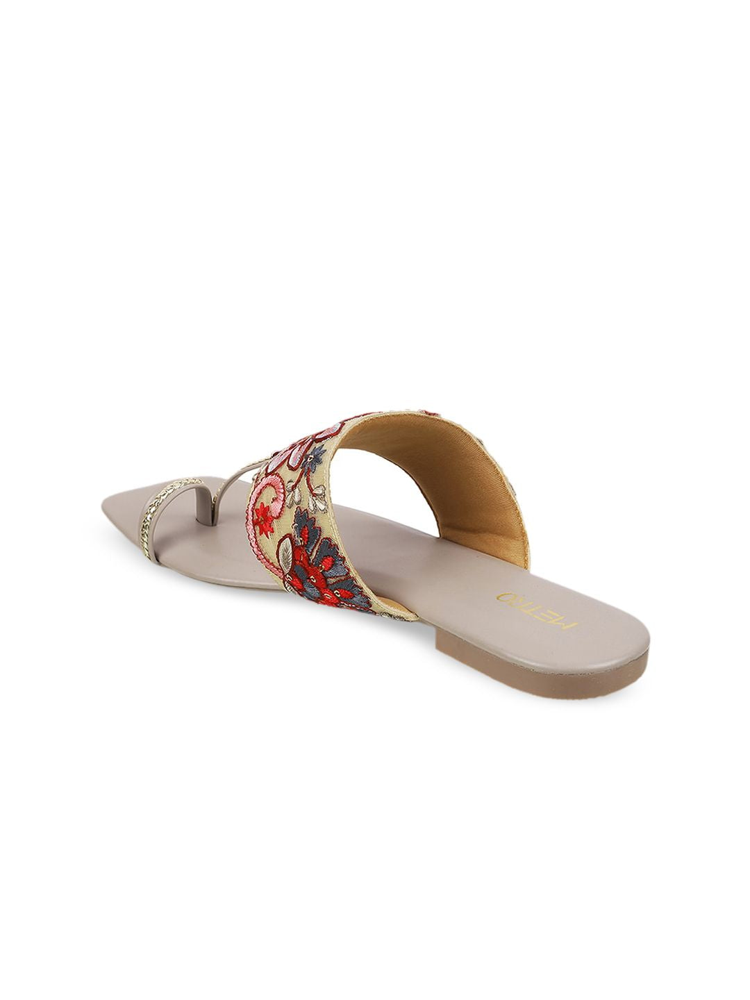 Metro Women Grey Embellished One Toe Flats