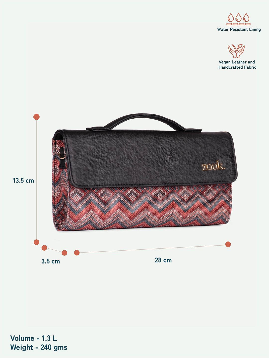 ZOUK Rhea Kapoor Gwalior Weaves Textured Water Resistant Jute Envelope Clutch