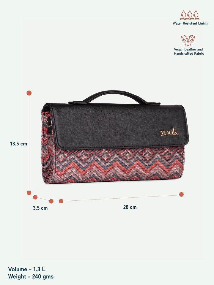 ZOUK Rhea Kapoor Gwalior Weaves Textured Water Resistant Jute Envelope Clutch