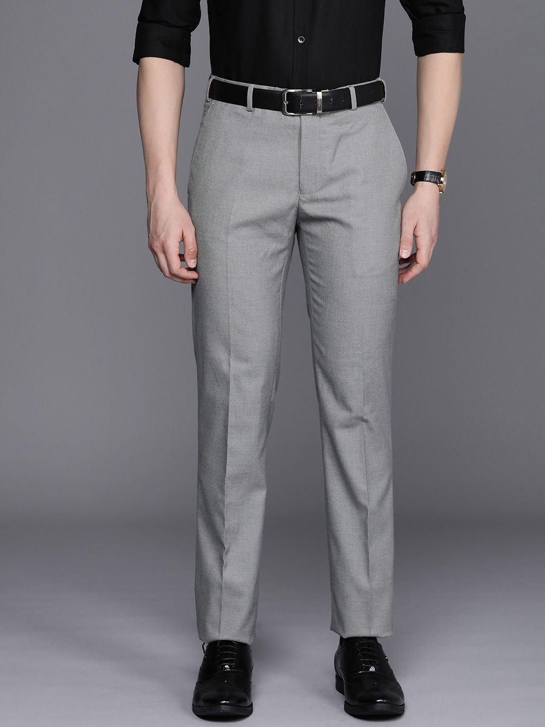 Raymond Men Textured Slim Fit Formal Trousers