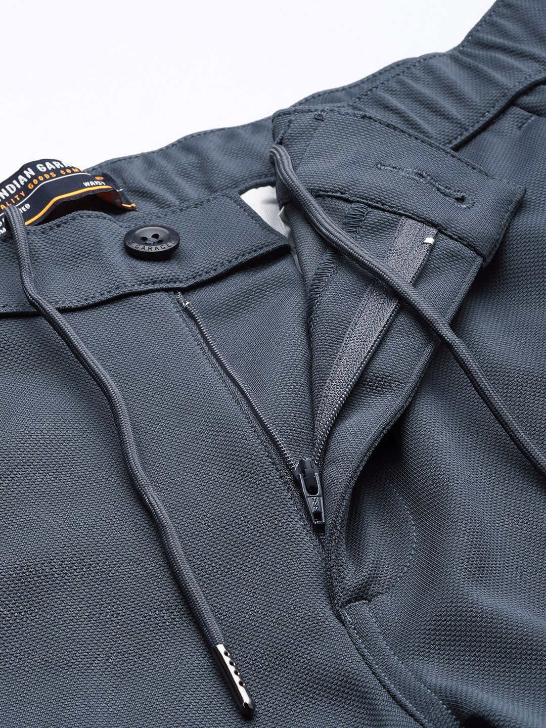 The Indian Garage Co Men Textured Slim Fit Trousers